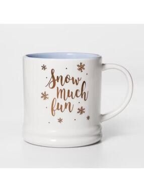 Threshold NWOT "Snow Much Fun" Coffee Mug White Blue
